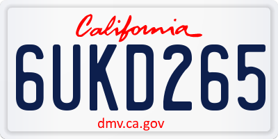 CA license plate 6UKD265