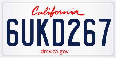 CA license plate 6UKD267