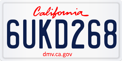 CA license plate 6UKD268