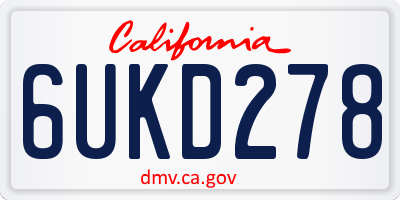 CA license plate 6UKD278