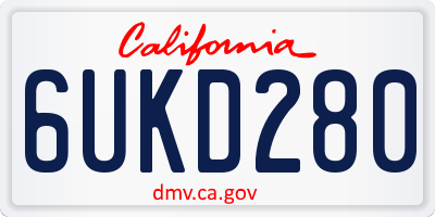 CA license plate 6UKD280