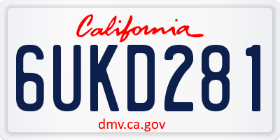 CA license plate 6UKD281