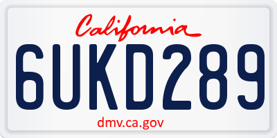 CA license plate 6UKD289