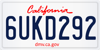 CA license plate 6UKD292
