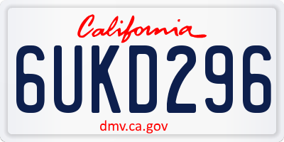 CA license plate 6UKD296