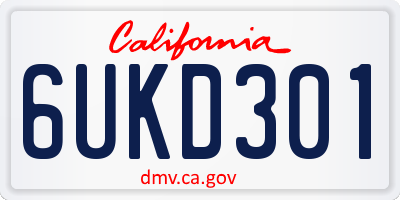 CA license plate 6UKD301