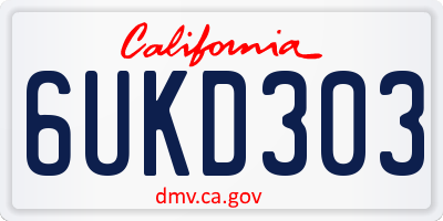 CA license plate 6UKD303