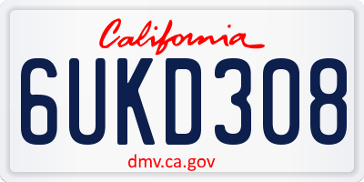 CA license plate 6UKD308