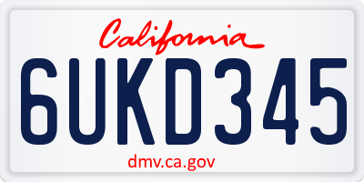 CA license plate 6UKD345