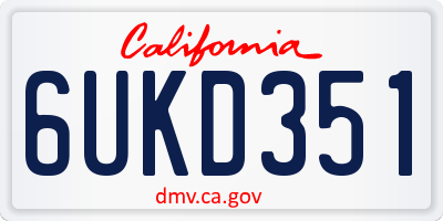CA license plate 6UKD351