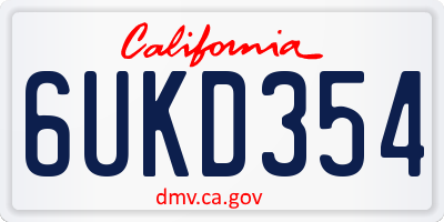 CA license plate 6UKD354