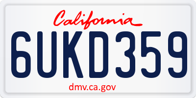 CA license plate 6UKD359