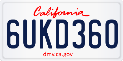 CA license plate 6UKD360