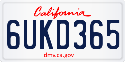 CA license plate 6UKD365