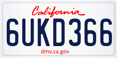 CA license plate 6UKD366