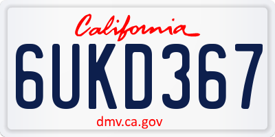 CA license plate 6UKD367
