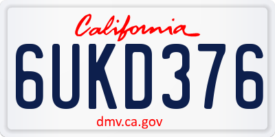 CA license plate 6UKD376