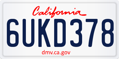 CA license plate 6UKD378