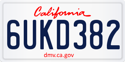 CA license plate 6UKD382