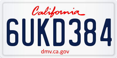 CA license plate 6UKD384