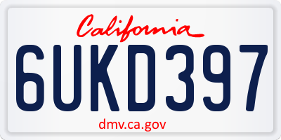 CA license plate 6UKD397