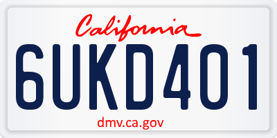 CA license plate 6UKD401
