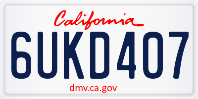 CA license plate 6UKD407