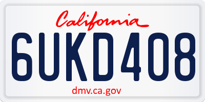 CA license plate 6UKD408