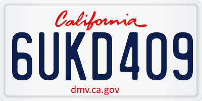 CA license plate 6UKD409