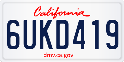 CA license plate 6UKD419