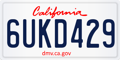 CA license plate 6UKD429
