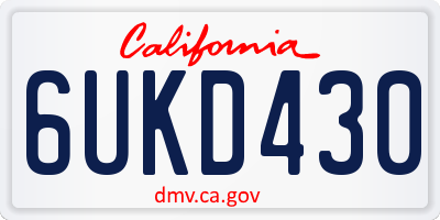 CA license plate 6UKD430
