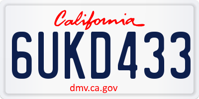 CA license plate 6UKD433