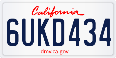CA license plate 6UKD434
