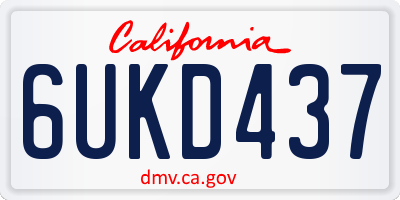 CA license plate 6UKD437