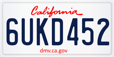 CA license plate 6UKD452
