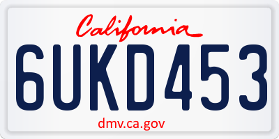 CA license plate 6UKD453