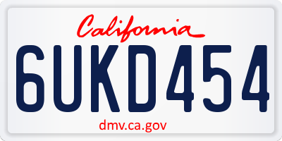 CA license plate 6UKD454