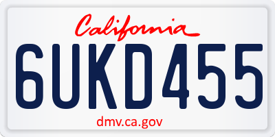 CA license plate 6UKD455