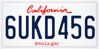 CA license plate 6UKD456