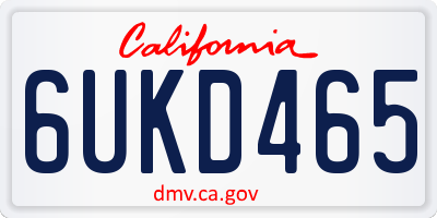 CA license plate 6UKD465