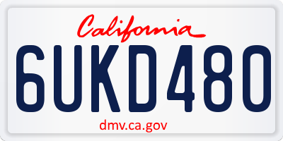 CA license plate 6UKD480