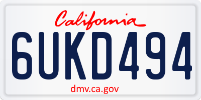 CA license plate 6UKD494