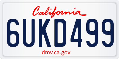 CA license plate 6UKD499