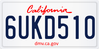 CA license plate 6UKD510