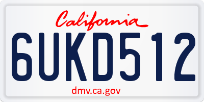 CA license plate 6UKD512