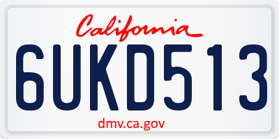 CA license plate 6UKD513