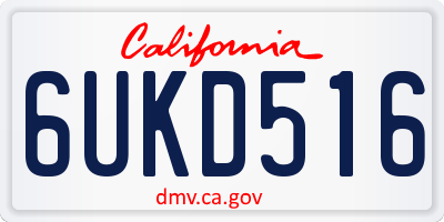 CA license plate 6UKD516