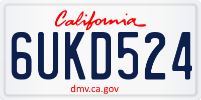 CA license plate 6UKD524
