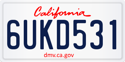 CA license plate 6UKD531